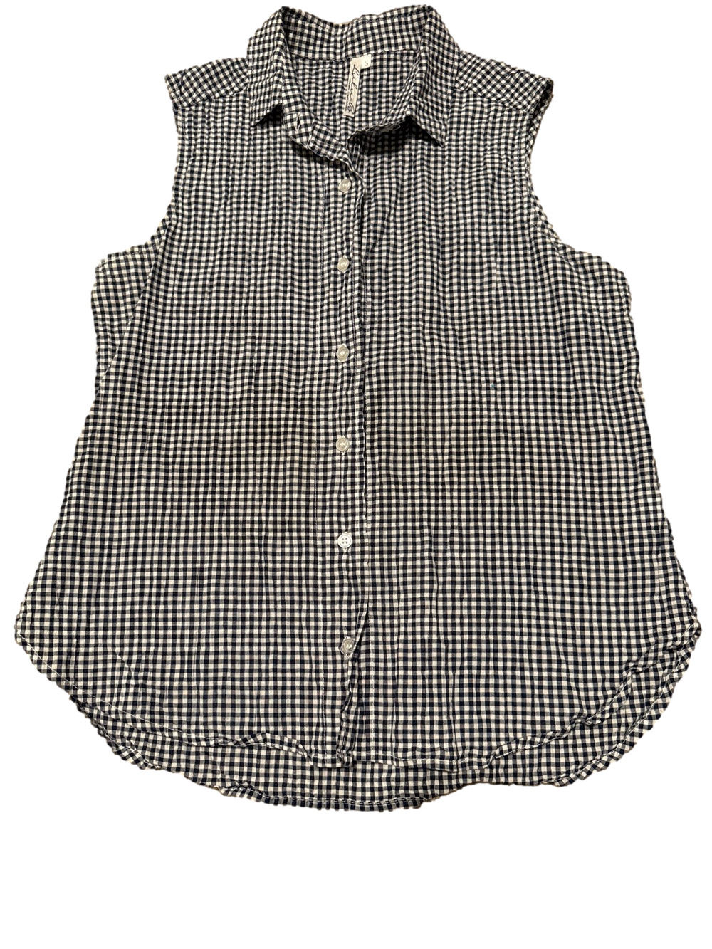 Lulu-B navy gingham sleeveless blouse sz S